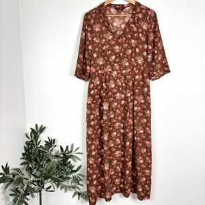APRIL CORNELL Floral Prairie Farmhouse Midi Dress